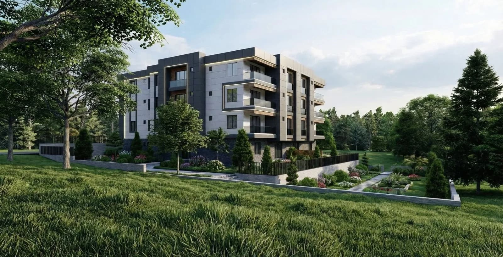 Apartman cephe tasarımı ve çevre düzenlemesi